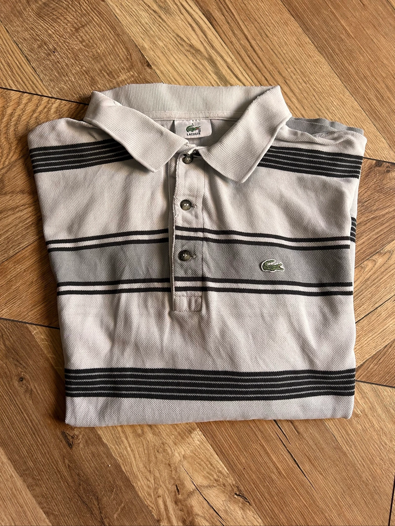 Lacoste long-sleeved striped polo – Size 6 (XL) - Vintage – photo 2